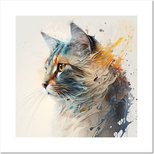 Abstract Cat Paint Posters and Art